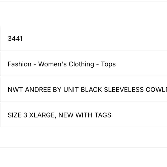 Andree By Unit Black Sleeveless Cowlneck Top sx 3X - Picture 4 of 4